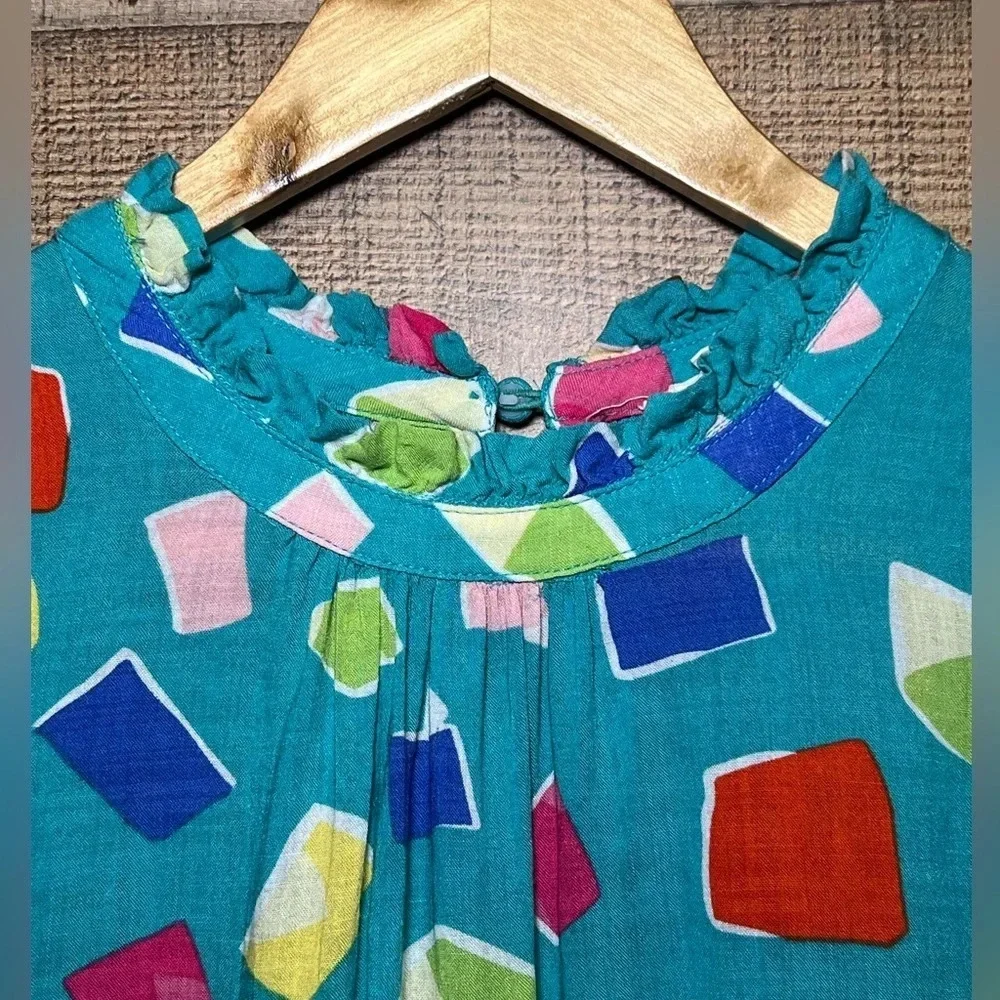 THML Teal Tiered Ruffle Geometric Printed Dress size XS - Picture 4 of 10